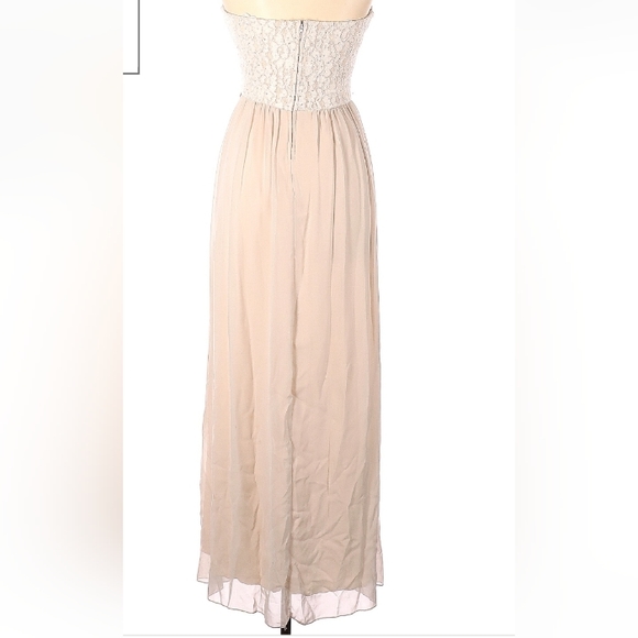 Strapless Blush Lace & Chiffon Formal Gown-  Bridal Wedding Pageant Prom - Picture 3 of 6